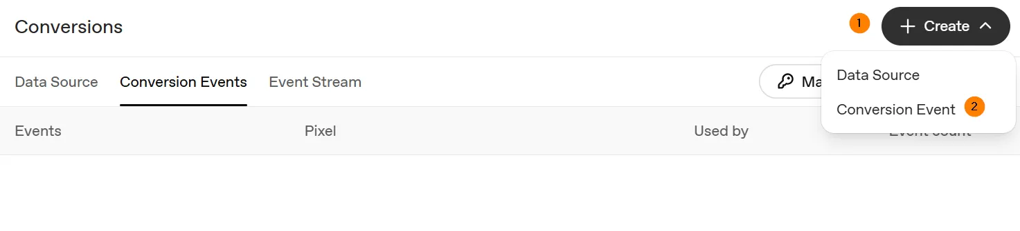 the Conversion Events tab — every conversion event lives here