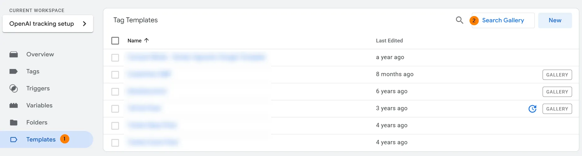 Templates → Search Gallery in Google Tag Manager
